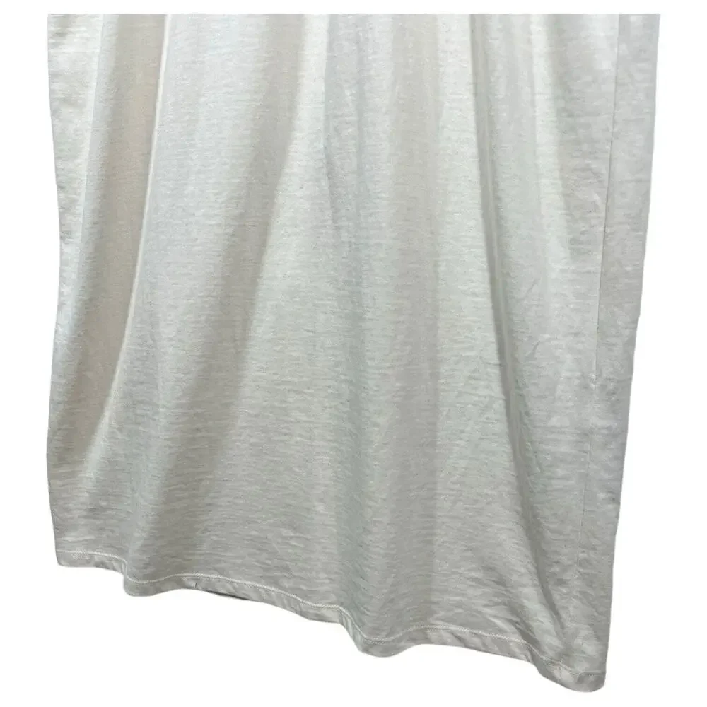 New Zara Dress Womens M Extended Shoulder Midi Tank Cinched Drawcord Waist Ivory - Picture 11 of 16